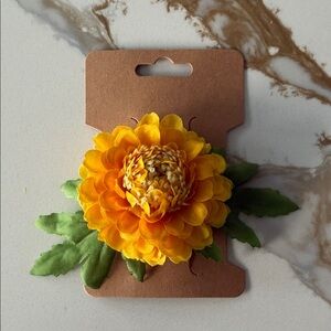 Yellow Faux Flower Hair Clip